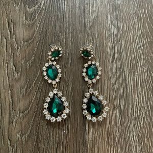 Emerald green dangle earrings
